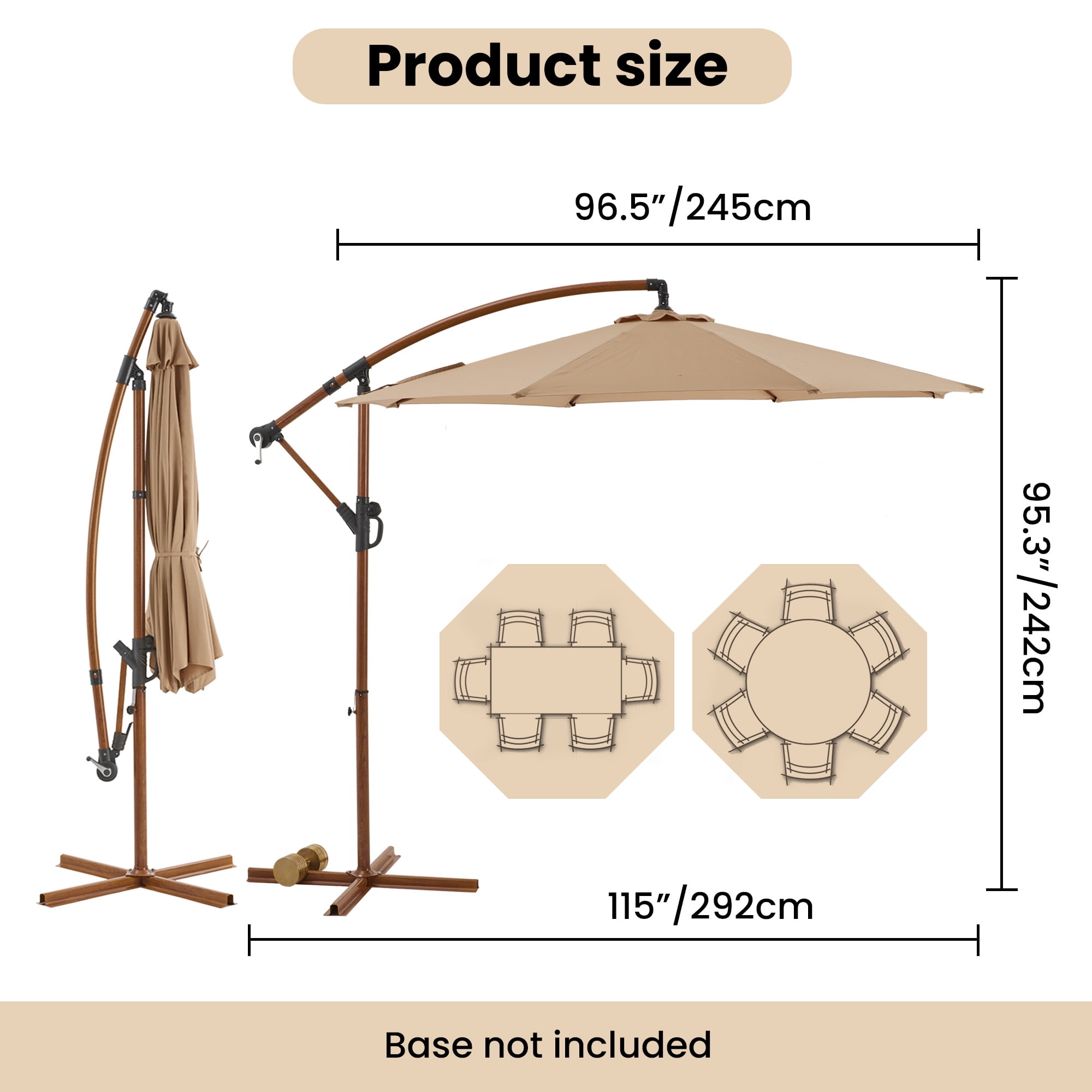 COSIEST 8ft 360° Rotating Cantilever Umbrella，Outdoor Patio Umbrella