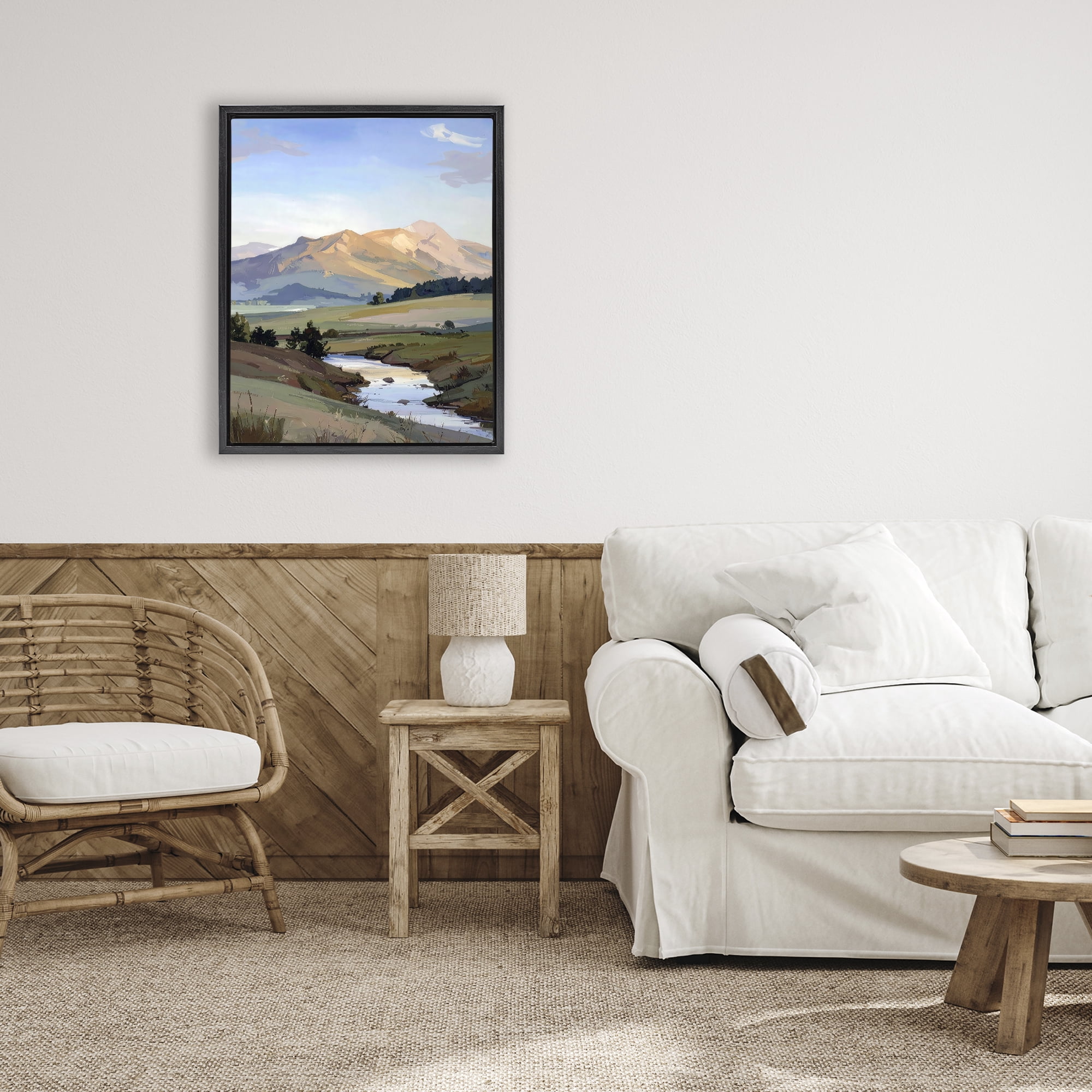 Stupell Industries Across The Valley River Black Framed Floater Canvas Wall Art, design by Alonza Saunders