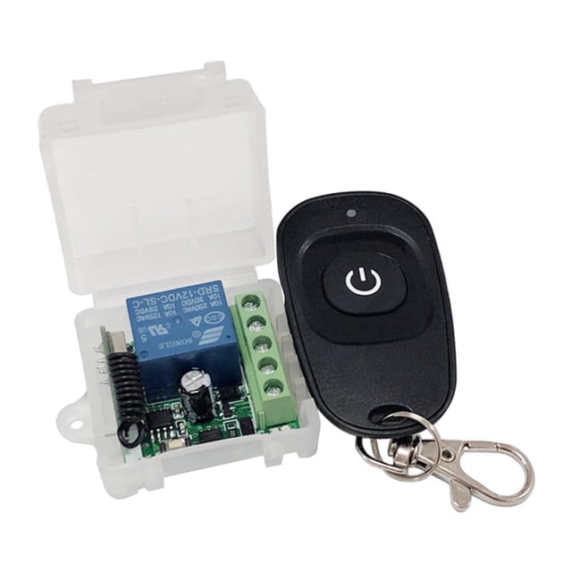 DC 12V Single Channel Relay Interruptor de telemando Inalámbrico Receptor hasta 10A y Mando de 1 Tecla, Negro shamjiam Interruptor de control remoto inalámbrico