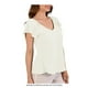 thumbnail image 3 of Blusa George para Mujer, Campesina Cuello V con Olan Hueso Talla 40, 3 of 4