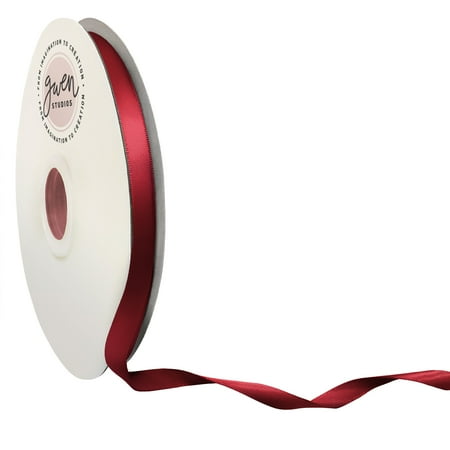 UPC: 0810056349639 | Burgundy Double Faced Satin Ribbon for Crafts  3/8  x 100 Yards by Gwen Studios