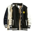 thumbnail image 3 of Vestes de Baseball pour Hommes Jeunes Imprimé de Rue Manteaux Hommes Manches Patchwork Veste avec Poches, 3 of 3