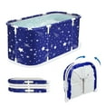 thumbnail image 3 of Large Foldable Bathtub for Adult, Extra Large Foldable Bathtub with Plastic Frame, Freestanding Surround Collapsible Bathtub, Family SPA Soaking Tub for Shower for kids adult (Starry Blue)-1 Set, 3 of 8