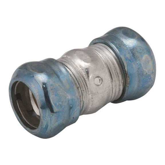 Raco EMT Coupling, 1 in, Compression, Steel, Zinc Plated, Blue; Gray 2924RT