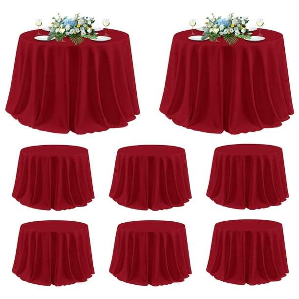 Mantel redondo sancua, 305 cm, color rojo, 8 unidades, poliéster