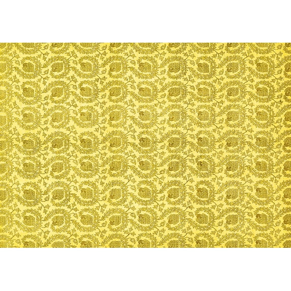 Ahgly Company Indoor Rectangle Abstract Yellow Modern Area Rugs, 2' x 3'