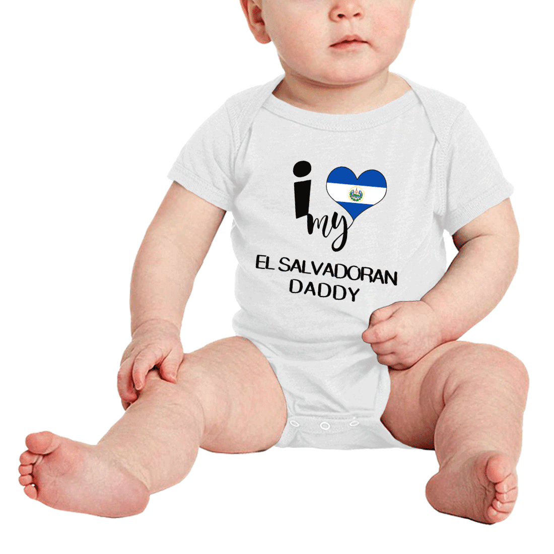 El Salvador Flag Baby Bodysuit - "Just A Little Salvadoran" Onesie