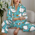 thumbnail image 4 of Goofa Cartoon Funny Goose Printed Women’s 2 Piece Pajama Set Super,Pajamas Women's Long Sleeve Sleepwear Soft Button Down Loungewear Pjs Lounge Set Nightwear-, 4 of 9