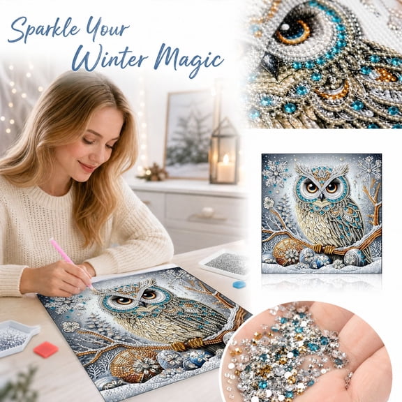 5D Pearl Diamond Art Kits For Adults Beginners Complete Special Shape DIY Gem Art Winter Animal Canvas Kit For Home Wall Ornament,C