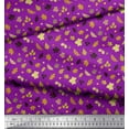 thumbnail image 3 of Soimoi Purple polyester Crepe Fabric Autumn Leaves Print Fabric by the Yard 52 Inch Wide, 3 of 3