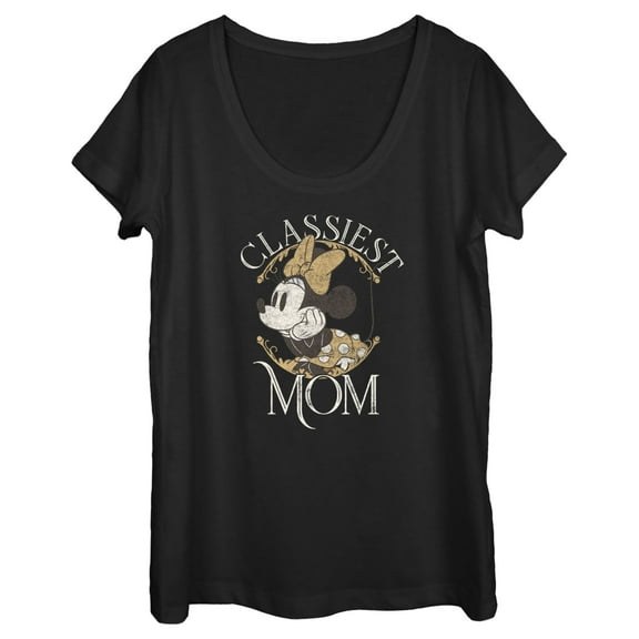 Women's Minnie Mouse Classiest Mom  Graphic Tee Black X Large