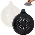 thumbnail image 1 of Paquete de 2 colectores de pelo para desagüe de ducha (negro y blanco) con ventosas, colador de fregadero de silicona plegable para proteger la cubierta del desagüe, adecuado para lavabo, baño y duch, 1 of 5