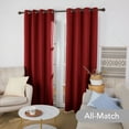 thumbnail image 4 of Deconovo 100% Blackout Grommet Curtains with Gray Coating, 72 inch Length Red Curtains, Noise Cancelling Grommet Window Drapes, Full Light Blocking Window Shades(Red, 52 x 72 inch, 2 Panels), 4 of 10