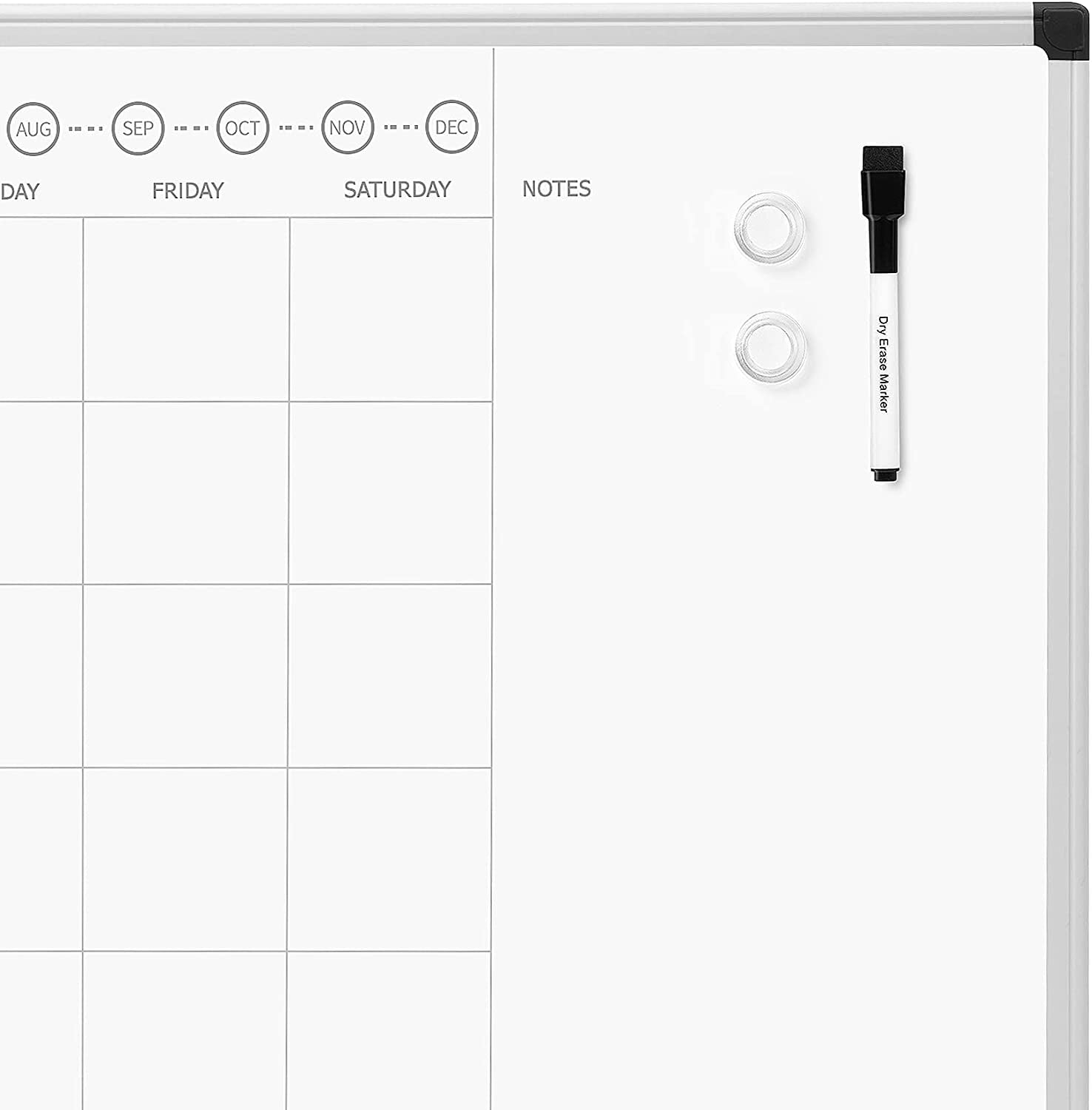 Pen+Gear Monthly Calendar Dry Erase Whiteboard with Silver Frame, 24x36 Inches