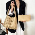 thumbnail image 3 of WeaveCC Woven PU Tote Bag Set Large Capacity Shoulder Handbag with Cosmetic Pouch, 3 of 8