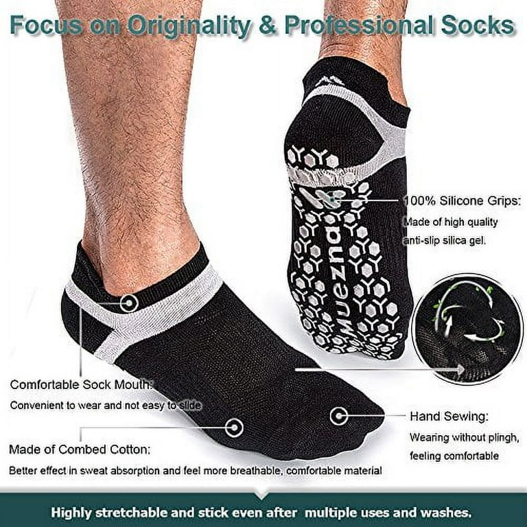 Muezna Non Slip Yoga Socks for Women, Anti-Skid Pilates, Barre, Hospital  Socks with Grips, Size 5-10