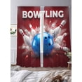 thumbnail image 3 of Bowling Sheer Curtains 2 Panels Set Vintage Bowling Bottles Ball Red Background Sheer Window Curtains Light Filtering Rod Pocket Voile Drapes for Bedroom Living Room 52"X84", 3 of 9