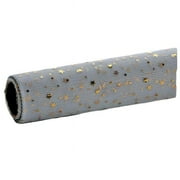 Panda Superstore Grey Flower Mesh Gauze Gift Wrapping Paper Roll, Gold Stars
