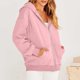 thumbnail image 2 of sudadera con capucha con cremallera de manga larga de color sólido de moda casual para mujer rosa / 3xl, 2 of 6