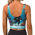 thumbnail image 4 of Goofa Underwater Diving Cat Printed Sports Bras for Women, High Impact Running Bra Workout Crop Tank Tops Longline Sports Bra Push up-XX-Large, 4 of 9
