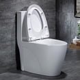 thumbnail image 3 of WinZo Elongated Rear One Piece Toilet High Efficiency Dual Flush 1.1/1.6 GPF With UF Soft Closing Seat,Wall Discharge Horizontal Outlet For  Basement,White, 3 of 4