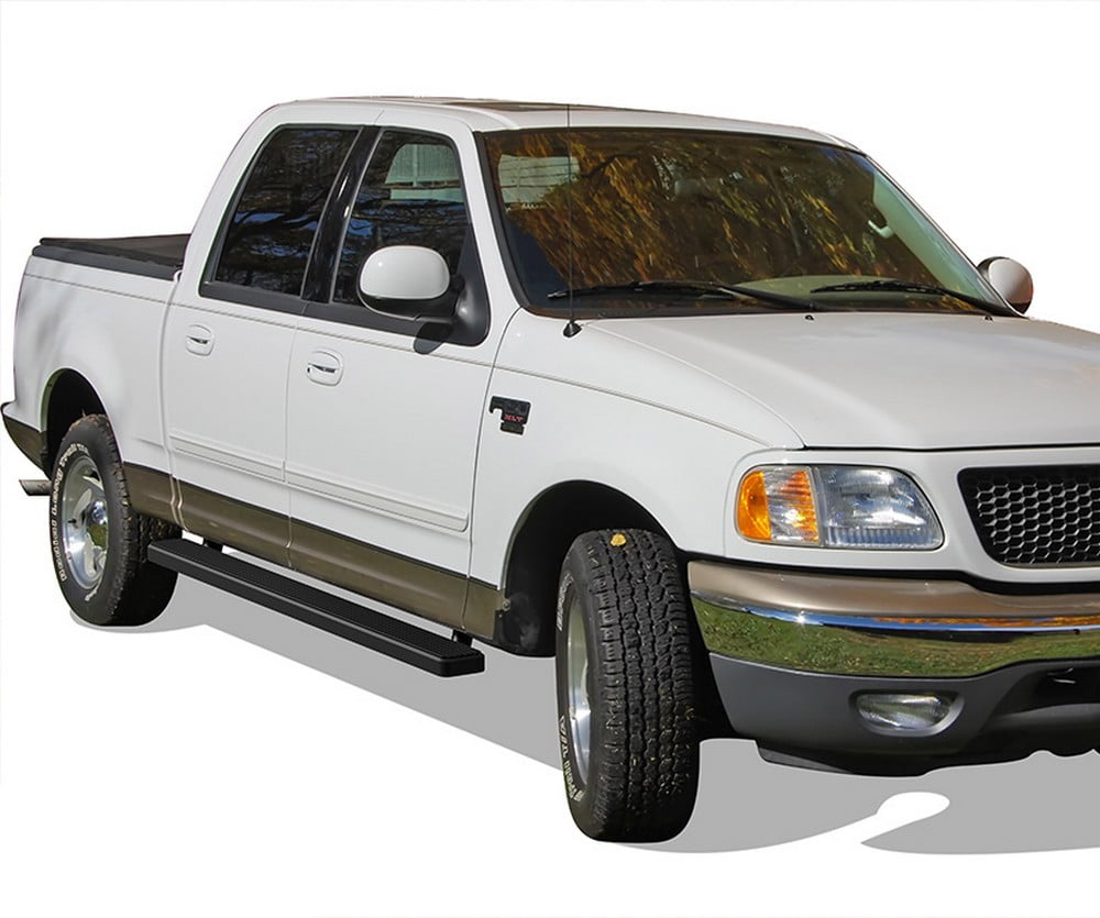 APS Running Boards 6in Matte Black Compatible with Ford F150 2001-2003 SuperCrew Cab (Include 04 Heritage) (Nerf Bars Side Steps Side Bars)