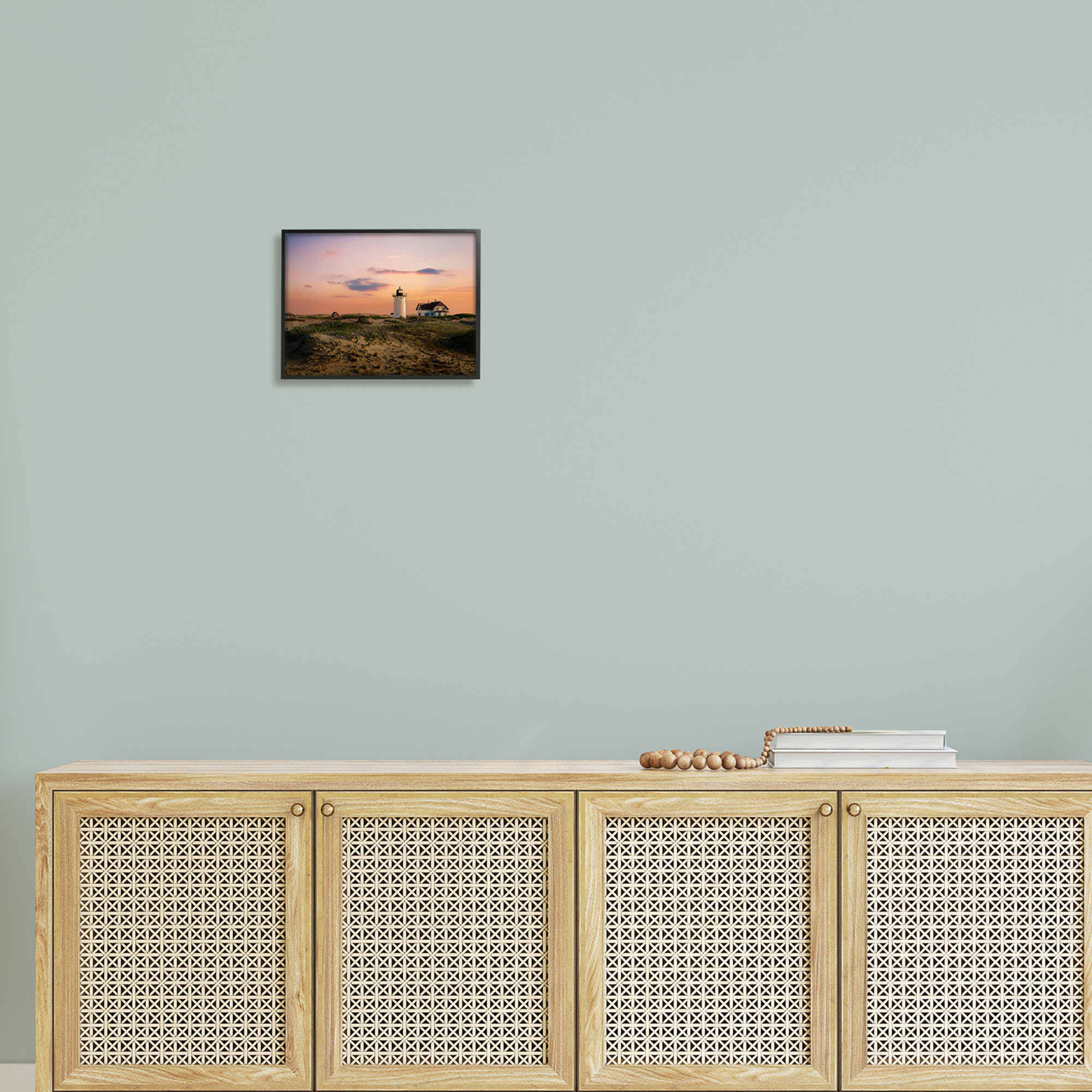 Stupell Rural Coast Lighthouse Dunes Landscape Photography Black Framed Art Print Wall Art