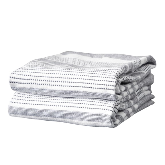T-fal Dual-Sided Skipping Striped Kitchen Towels, 2-Pack, Graphite