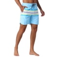 thumbnail image 5 of INSPIRE CHIC Outfit Men's Color Block Drawstring Waist Pool Beach Striped Swimming Shorts 28 Light Blue, 5 of 6