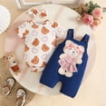thumbnail image 2 of Baby Girl Clothes Newborn Outfits Romper Infant Cartoon Overall Adjustable Suspender Pants Set, 2 of 9