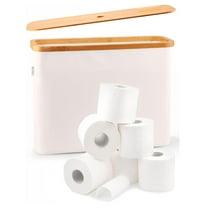 Toilet Paper Storage Basket, Toilet Paper Organizert for Bathroom Storage, Bamboo Basket Bin for Toilet Tank, Toilet Paper Holder Dispenser, 12 Rolls Compatible, Bathroom Accessories Holde