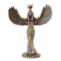 Egyptian Theme Isis Mythological Bronze Finish Figurine With Open Wings Goddess of Magic Statue Sculpture