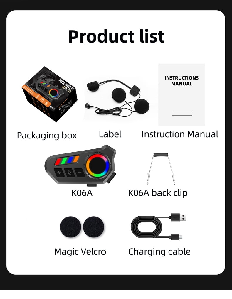 Bluetooth Helmet Speakers, Motorcycle Headphones With Mic, Helmet Intercom, HiFi Sound Wireless Helmet Headset for Cycling, Riding, Camping