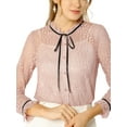 thumbnail image 7 of INSPIRE CHIC Women's Ruffled Collar Long Sleeve See Through Lace Button Down Shirt L Pink, 7 of 7