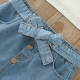 thumbnail image 6 of Mercatoo Summer Toddler Girls Sleeveless Ribbed Vest T Shirt Tops and Denim Skirts Outfits Girls Daily Wear Clothes Set, 6 of 7