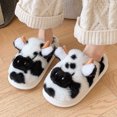 thumbnail image 2 of Fuzzy Slippers For Women Couples Men On Furry Flat Home Winter Round Toe Keep Warm Spotted Cow Slippers Shoes Warm Cozy Winter House Slippers Bedroom Indoor House Shoes, 2 of 7