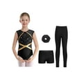 thumbnail image 3 of TSSOE Girls Gymnastics Leotards with Shorts Leggings Scrunchies Sleeveless Sparkly Dance Biketard Ballet Tumbling Outfit Black 14, 3 of 7