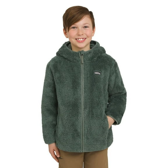 Eddie Bauer Youth Kid's High Pile Plush Hooded Full Zip Jacket (Green/Small)