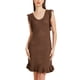 thumbnail image 1 of INSPIRE CHIC Vestido Midi de Punto con Cuello Redondo y Volantes para Mujeres XL Café, 1 of 6