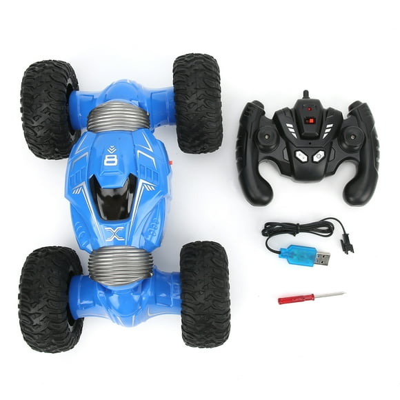 All-Terrain 4WD Transformer, Double-Sided Flip & Rotate Crawler in Blue Turbocharged Remote Control Stunt Car