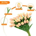 thumbnail image 3 of Uxcell 24Pcs Tulipanes Falsos Flores Artificiales, Tulipanes Artificiales de PU que Lucen Reales con Tallos, Amarillo Pálido, 3 of 6