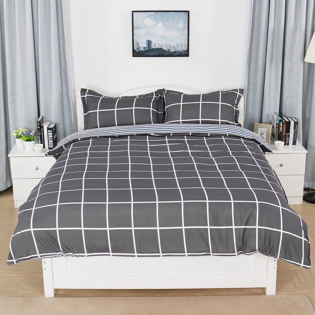 Soft Microfiber Bedding Duvet Cover Set 3pc With Pillow Cases Single Double Queen King Size