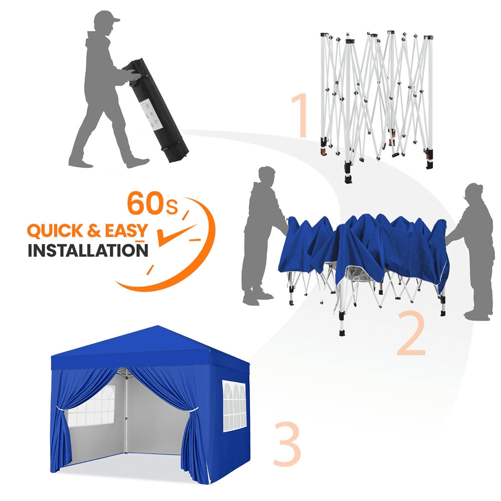 Renwick 12x12 Ft Pop Up Canopy Tent with 4 Sidewalls, Blue