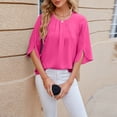 thumbnail image 6 of Tittly T Shirts for Women Basic Tees Women Casual Printing Short Sleeves V Neck Loose T Shirt Blouse Tops Tshirts Shirts Womens Tops Hot Pink S, 6 of 9