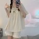 thumbnail image 3 of Pijamas con lazo para mujer, ropa de dormir con cuello cuadrado, conjunto de pantalones cortos de dos piezas, ropa de noche coreana, traje de casa con volantes, ropa de salón sólida, 3 of 4