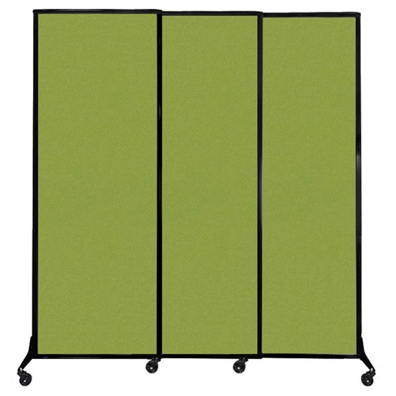 Versare QuickWall Sliding Portable Partition | Black Frame | 7' x 7'4" Lime Green Fabric Panels