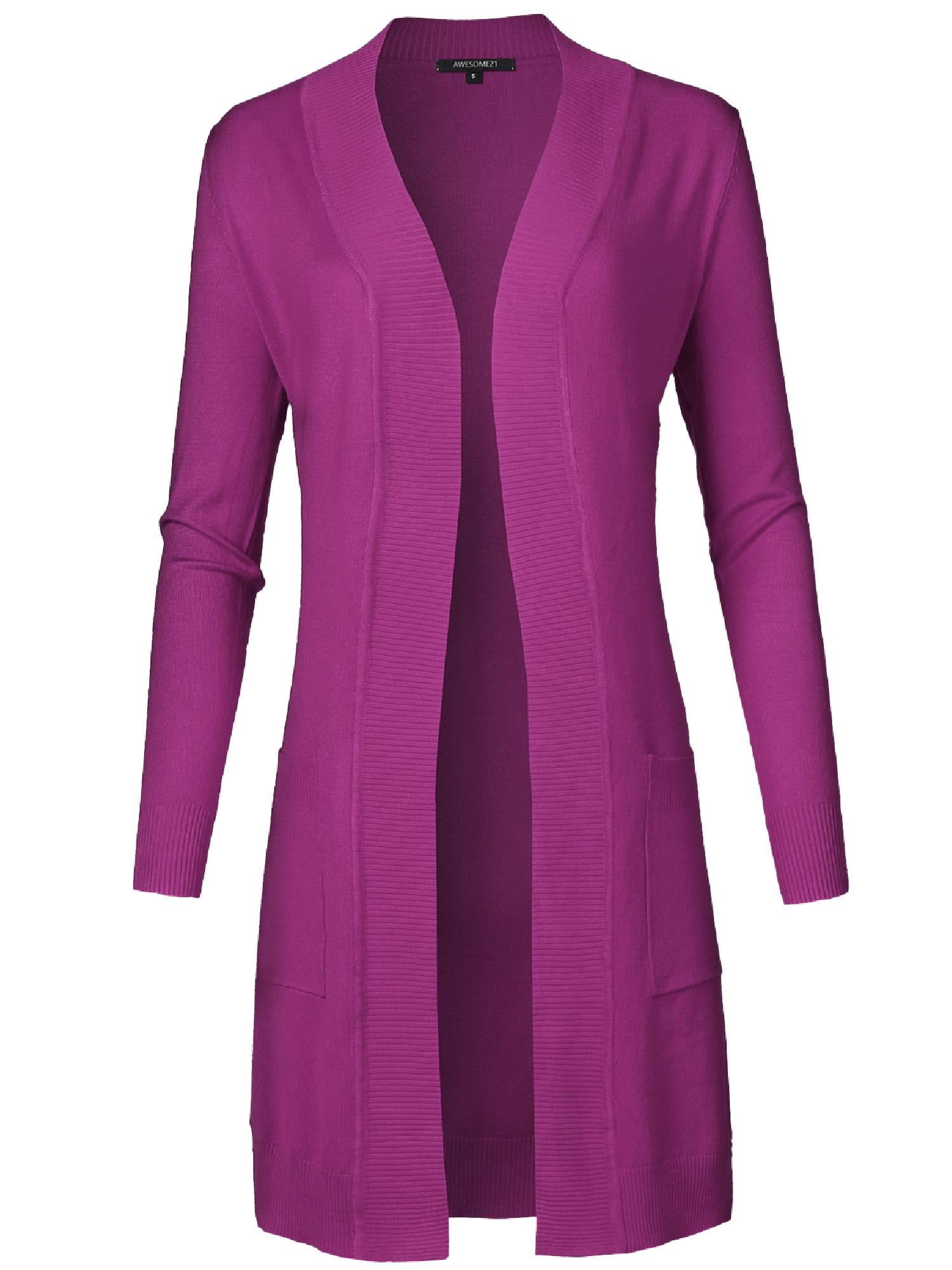 FashionOutfit Women's Solid Soft Stretch Long line Long Sleeve Open Front Knit Cardigan FashionOutfit Women's Solid Soft Stretch Long line Long Sleeve Open Front Knit Cardigan
