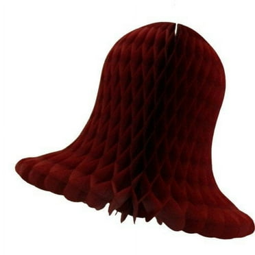 6-pack 9 Inch Hanging Honeycomb Tissue Paper Bell Decoration, Maroon, by Devra Party