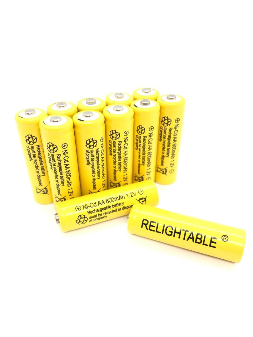 Tante Hub Koe RELIGHTABLE 12 AA Rechargeable Batteries NiCd 600mAh 1.2v Garden Solar  Ni-Cd Light LED A12 - Walmart.com