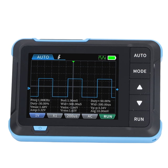 DSO153 Portable Handheld Oscilloscope with 2.8" 320x240 HD LCD, 5MS/s Sampling Rate, 1M Bandwidth, 10X Probe (±400V Measurement), Auto/Normal/Single Trigger, Built-in 1000mAh Battery, Type-C Charging